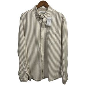 613 Sonoma Tan Stripe Button Up Long Sleeve Pocket  Shirt Size XL